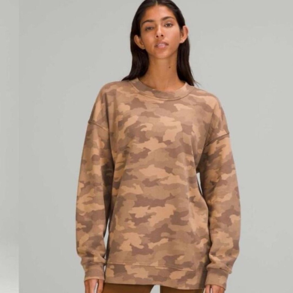 Brown lululemon camo crewneck